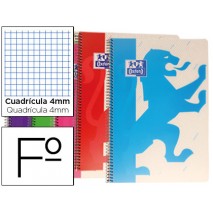 BLOC ESPIRAL OXFORD TAPA PLASTICO POWERFUL OPTIK PAPER FOLIO 80 HOJAS 90 GR CUADRO 4 MM COLORES SURT