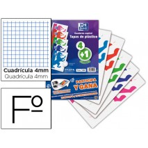 BLOC ESPIRAL OXFORD TAPA POLIPROPILENO FOLIO 80 HOJAS CUADRO 4 MM PACK DE 4 + 1 GRATIS