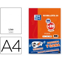 RECAMBIO OXFORD DIN A4 180 + 20 HOJAS GRATIS 90 GR LISO 4 TALADROS