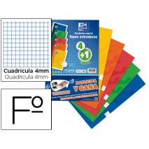 BLOC ESPIRAL OXFORD TAPA EXTRADURA FOLIO 80 HOJAS CUADRO 4 MM PACK DE 4 + 1 GRATIS
