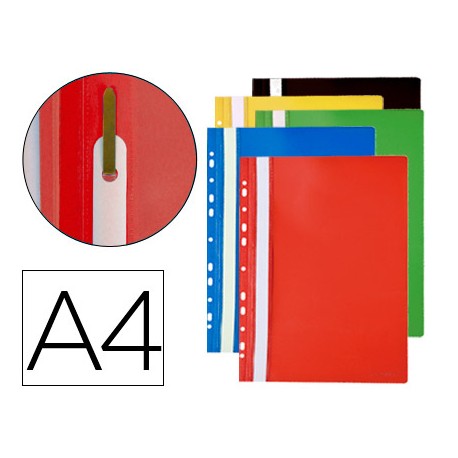 CARPETA DOSSIER MULTITALADROS CON FASTENER PVC Q-CONNECT DIN A4 COLORES SURTIDOS BOLSA DE 10