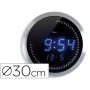 RELOJ DIGITAL CEP DE PARED OFICINA REDONDO 30 CM DE DIAMETRO COLOR NEGRO ESFERA ALUMINIO DIGITOS LED