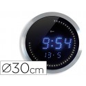 RELOJ DIGITAL CEP DE PARED OFICINA REDONDO 30 CM DE DIAMETRO COLOR NEGRO ESFERA ALUMINIO DIGITOS LED