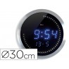 RELOJ DIGITAL CEP DE PARED OFICINA REDONDO 30 CM DE DIAMETRO COLOR NEGRO ESFERA ALUMINIO DIGITOS LED