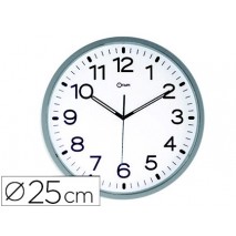 RELOJ CEP DE PARED MAGNETICO OFICINA REDONDO 25 CM DE DIAMETRO COLOR BLANCO ESFERA CROMADA DIGITOS N