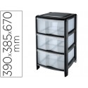 FICHERO CAJONES CEP CON RUEDAS 3 CAJONES VERTICALES NEGRO/TRANSPARENTE 39,5X38,5X67 CM