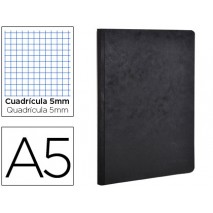 LIBRETA AGE-BAG TAPA CARTULINA LOMO COSIDO CUADRO 5 MM 96 HOJAS COLOR NEGRO 148X210 MM