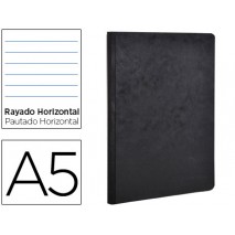LIBRETA AGE-BAG TAPA CARTULINA LOMO COSIDO RAYADO HORIZONTAL 96 HOJAS COLOR NEGRO 148X210 MM