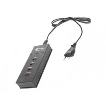 CARGADOR MULTIPLE NGS PARA DISPOSITIVOS MOVILES 4 SALIDAS USB COLOR NEGRO