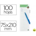 BLOC DE NOTAS IMANTADO LIDERPAPEL 75X210 MM CON BOLIGRAFO