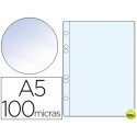 FUNDA MULTITALADRO Q-CONNECT DIN A5 100 MC CRISTAL 6 TALADROS