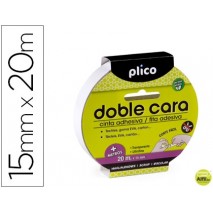 CINTA ADHESIVA PLICO DOBLE CARA 15MM X 20MT