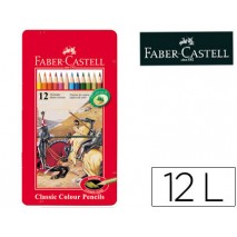 LAPICES DE COLORES FABER CASTELL CAJA METALICA DE 12 COLORES SURTIDOS