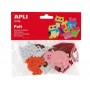 FIGURA DE FIELTRO APLI CON FORMA DE ANIMALES BOLSA DE 18 UNIDADES