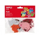 FIGURA DE FIELTRO APLI CON FORMA DE ANIMALES BOLSA DE 18 UNIDADES