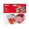FIGURA DE FIELTRO APLI CON FORMA DE ANIMALES BOLSA DE 18 UNIDADES