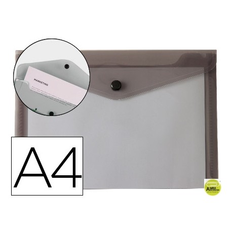 CARPETA LIDERPAPEL DOSSIER BROCHE POLIPROPILENO DIN A4 NEGRO TRANSPARENTE 50 HOJAS
