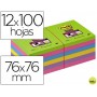 BLOC DE NOTAS ADHESIVAS QUITA Y PON POST-IT SUPER STICK ULTRA 76X76 MM PACK DE 12 BLOC VERDE ROSA AM