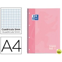 BLOC ESPIRAL OXFORD TAPA EXTRADURA MICROPERFORADO DIN A4 80 HOJAS CUADROS 5 MM COLOR ROSA DULCE