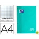 RECAMBIO COLOR OXFORD DIN A4 80 HOJAS 90 GRS CUADROS 5 MM 4 TALADROS COLOR MENTA HIELO