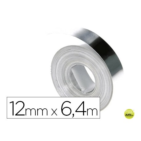 CINTA DYMO ACERO INOXIDABLE 12MM X 6,40MT SIN ADHESIVO PARA ROTULADORA