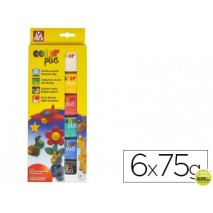 ARCILLA SIO-2 COLORPLUS QUE ENDURECE AL AIRE PAQUETE DE 6 COLORES SURTIDOS 75 GR
