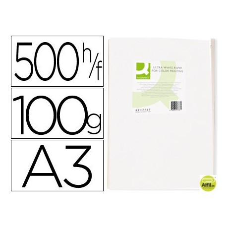 PAPEL FOTOCOPIADORA Q-CONNECT ULTRA WHITE DIN A3 100 GRAMOS PAQUETE DE 500 HOJAS