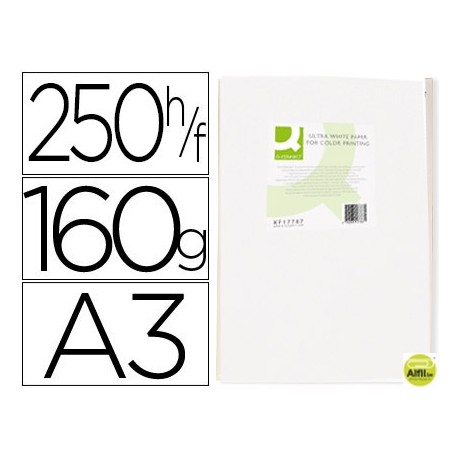 PAPEL FOTOCOPIADORA Q-CONNECT ULTRA WHITE DIN A3 160 GRAMOS PAQUETE DE 250 HOJAS