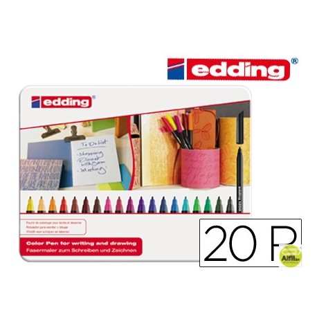 ROTULADOR EDDING PUNTA FIBRA 1200 CAJA DE 20 COLORES SURTIDOS PUNTA REDONDA 0,5 MM