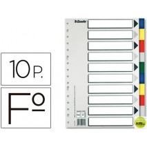 SEPARADOR ESSELTE PLASTICO JUEGO DE 10 SEPARADORES FOLIO CON 5 COLORES MULTITALADRO