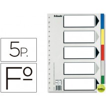 SEPARADOR ESSELTE PLASTICO JUEGO DE 5 SEPARADORES FOLIO CON 5 COLORES MULTITALADRO