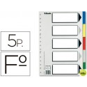 SEPARADOR ESSELTE PLASTICO JUEGO DE 5 SEPARADORES FOLIO CON 5 COLORES MULTITALADRO