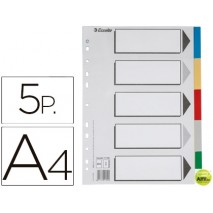 SEPARADOR ESSELTE PLASTICO JUEGO DE 5 SEPARADORES DIN A4 CON 5 COLORES MULTITALADRO