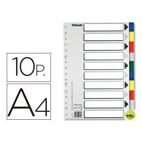 SEPARADOR ESSELTE PLASTICO JUEGO DE 10 SEPARADORES DIN A4CON 5 COLORES MULTITALADRO