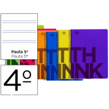 BLOC ESPIRAL LIDERPAPEL CUARTO THINK TAPA POLIPROPILE NO 80 H 80G PAUTA ESTRECHA 2,5MM CON MARGEN CO