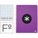 BLOC ESPIRAL LIDERPAPEL FOLIO ANTARTIK TAPA POLIPROPILENO 80 H 100G CUADRO 4MM CON MARGEN COLOR VIOL