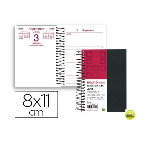 BLOC BUFETE LIDERPAPEL 2015 ESPIRAL TAPA FLEXIBLE 8X11 CM