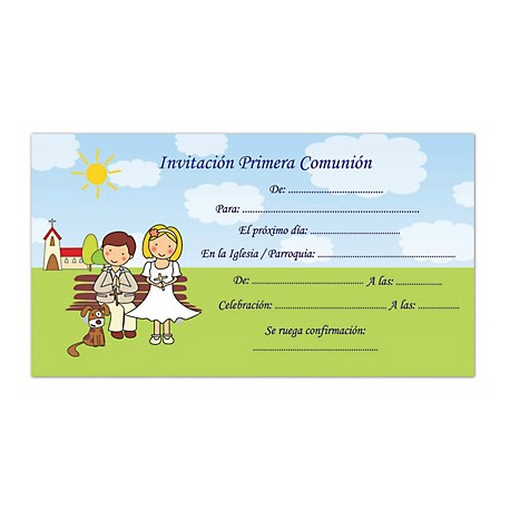 TARJETA DE INVITACION TIPO SOBRE MI PRIMERA COMUNION ARGUVAL REF. J BLISTER DE 10 UNIDADES