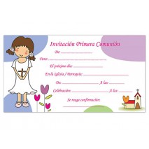 TARJETA DE INVITACION TIPO SOBRE MI PRIMERA COMUNION ARGUVAL REF. K BLISTER DE 10 UNIDADES