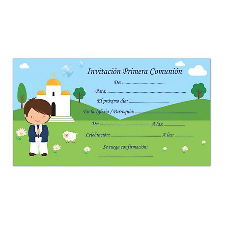 TARJETA DE INVITACION TIPO SOBRE MI PRIMERA COMUNION ARGUVAL REF. L BLISTER DE 10 UNIDADES