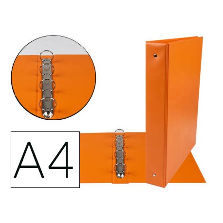 CARPETA DE 4 ANILLAS 40 MM MIXTAS LIDERPAPEL A4 CARTON FORRADO PVC NARANJA
