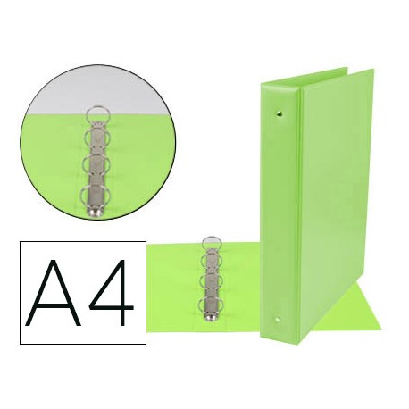 CARPETA DE 4 ANILLAS 40 MM MIXTAS LIDERPAPEL A4 CARTON FORRADO PVC VERDE