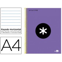BLOC ESPIRAL LIDERPAPEL A4 MICRO ANTARTIK TAPA FORRADA 120 H 100G HORIZONTAL 5 BANDAS4 TALADROS COLO