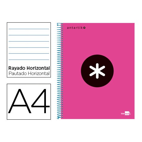 BLOC ESPIRAL LIDERPAPEL A4 MICRO ANTARTIK TAPA FORRADA 120 H 100G HORIZONTAL 5 BANDAS 4 TALADROS COL