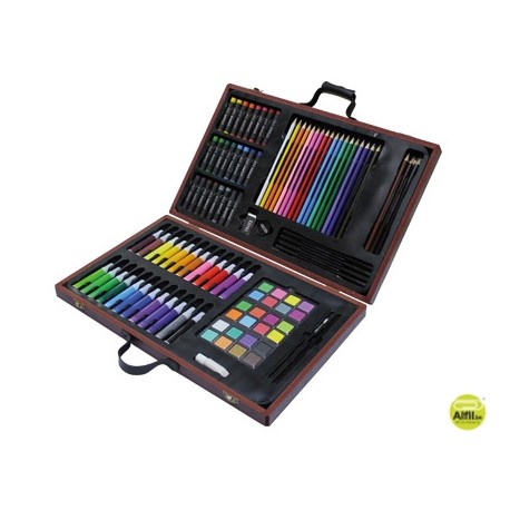 ESTUCHE DE PINTURA STETRO MADERA 106 PIEZAS MALETIN