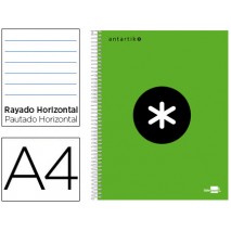 BLOC ESPIRAL LIDERPAPEL A4 MICRO ANTARTIK TAPA FORRADA 120 H 100G HORIZONTAL 5 BANDAS 4 TALADROS COL