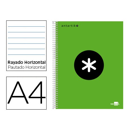 BLOC ESPIRAL LIDERPAPEL A4 MICRO ANTARTIK TAPA FORRADA 120 H 100G HORIZONTAL 5 BANDAS 4 TALADROS COL