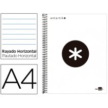 BLOC ESPIRAL LIDERPAPEL A4 MICRO ANTARTIK TAPA FORRADA 120 H 100G HORIZONTAL 5 BANDAS4 TALADROS COLO