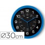 RELOJ CEP DE PARED PLASTICO OFICINA REDONDO 30 CM DE DIAMETRO COLOR AZUL Y ESFERA COLOR NEGRO