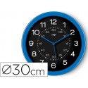 RELOJ CEP DE PARED PLASTICO OFICINA REDONDO 30 CM DE DIAMETRO COLOR AZUL Y ESFERA COLOR NEGRO